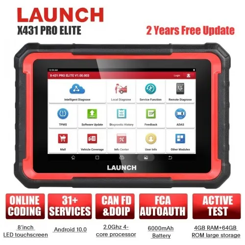 Scanner Automotivo Launch X-431 Pro Elite - Cabo Incluso