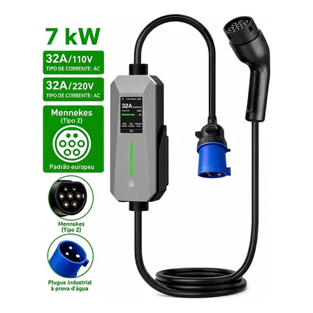 Carregador Veículo Elétrico Power Wallbox Tipo 2 Byd Branco Wallbox 32a 7kw 127/220v