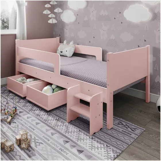 Cama Infantil Com Grade De Proteção 100% Mdf Premium Luna