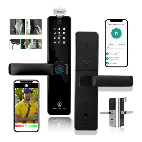 Fechadura Digital Biométrica Smart C/ Câmera E App Cor Preta