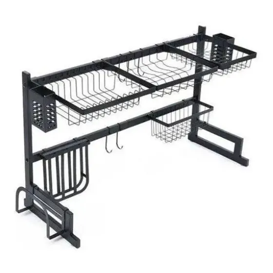 Rack Escurridor Para Platos Seca Vasos 31.5cm X 85cm X 52cm Color Negro