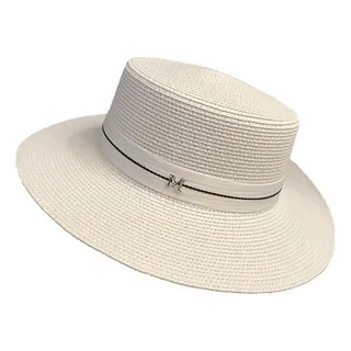 Elegante Sombrero De Paja Con Parte Superior Plana Detal Elegante Sombrero De Paja Con Parte Superior Plana Detal
