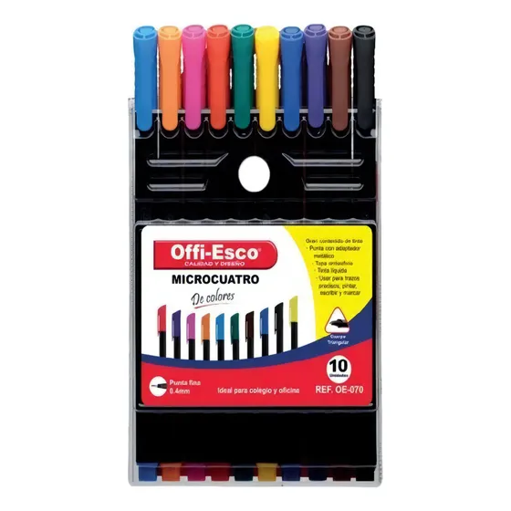 Microcuatro Offi Esco Trazo 0.4mm Surtido Marcador X10unidad