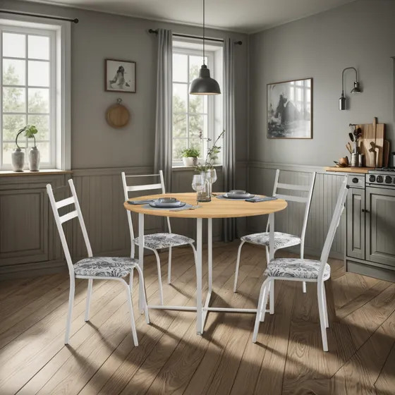Conjunto Mesa Sala De Jantar Com 4 Cadeiras Artefamol