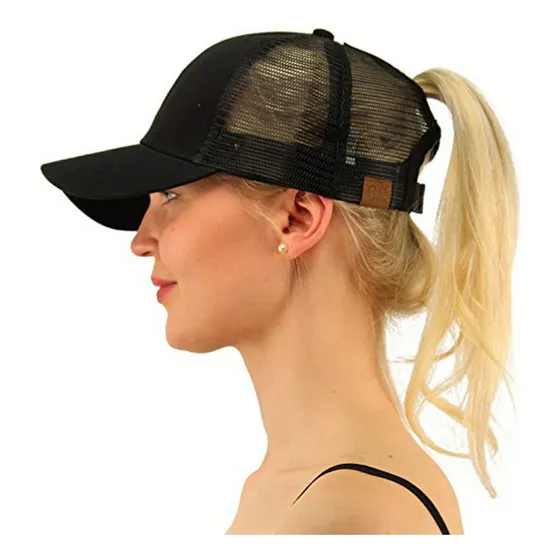 Gorra Visera Trucker Ponytail Messy Buns Cabello Largo Mujer