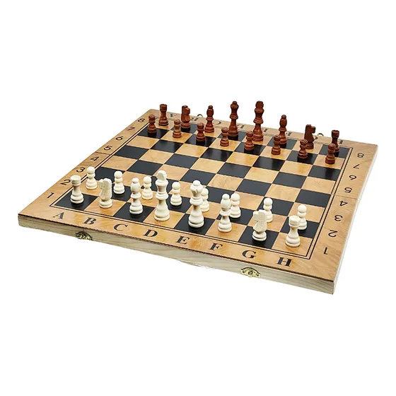 Ajedrez Damas Backgammon 3en1 Madera 47cm