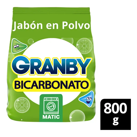 Jabón En Polvo Granby Bicarbonato Baja Espuma De Limón 800 G