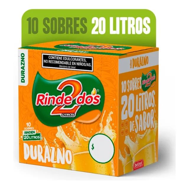 Jugo En Polvo Rindedos Durazno 13g X 10u 2 Lt