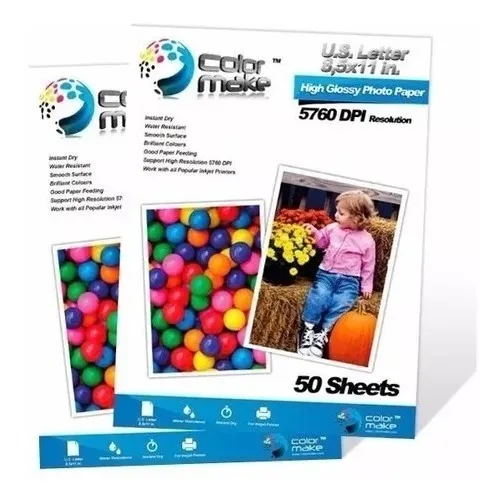 Papel Fotográfico Carta Color Make 50 Hojas 210g