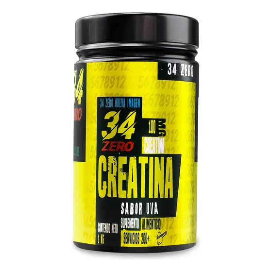 Creatina Monohidratada 34 Zero 1 Kg 200 Servicios Sabor Uva
