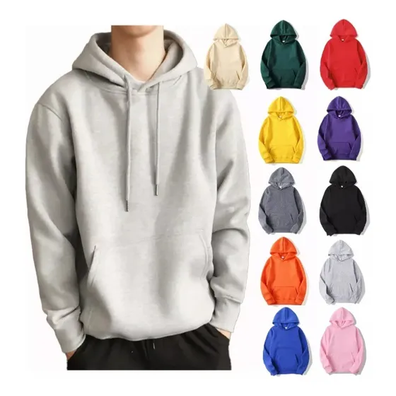 Hoodie Sueter Manga Larga Con Capucha Unicolor Algodón Nueva