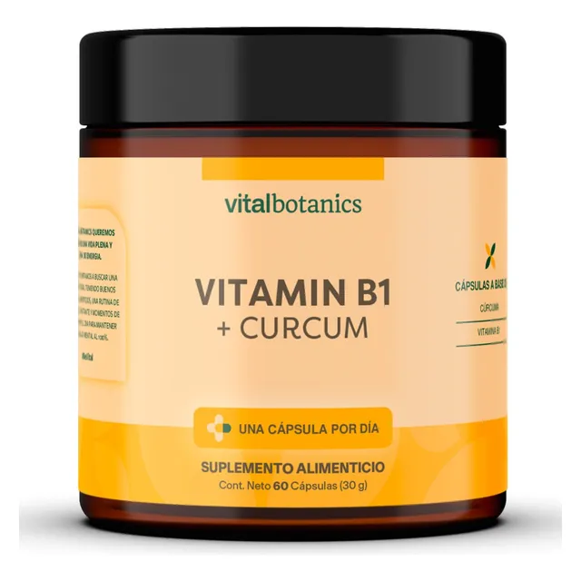 Vitamina B1 - Tiamina Y Curcuma 60 Capsulas | Vitalbotanics Sabor Vitamina B1 Tiamina