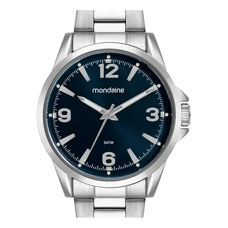 Relógio Mondaine Masculino Analógico Azul 99807g0mvne2 Prateado Azul