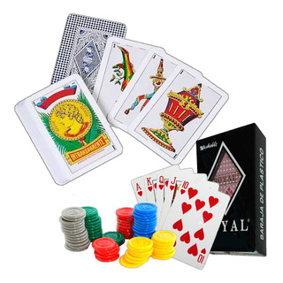 Set De Naipes De Poker + Baraja Española + Fichas Plastico Set De Naipes De Poker + Baraja Española + Fichas Plastico