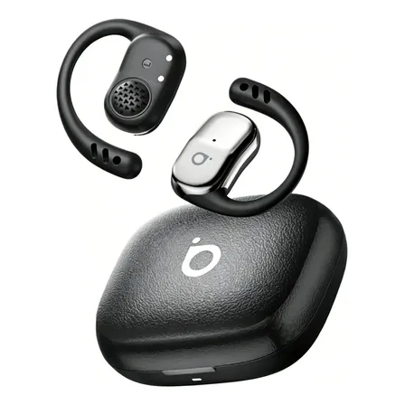 Fone Bluetooth 5.4 Ows Esportivo Com Gancho Confortável Enc Cancelamento De Ruído Com Microfone Textura De Couro Sintético Controle Tátil Para Corrida Academia Preto