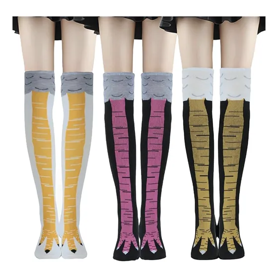 6pares Divertidas Calcetas 3d Pata De Pollo Sobre La Rodilla