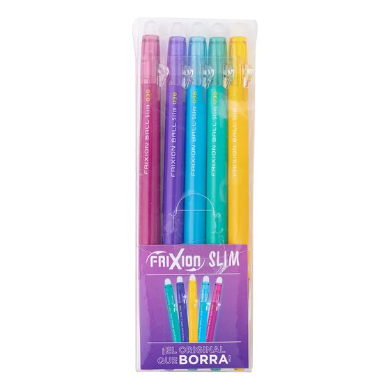 Set 5 Lápices Gel Pilot Frixion Ball Slim 0.38mm (ver Tonos) Trazo Set07