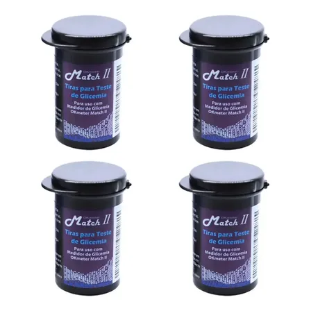 Kit 200 Tiras Fitas De Glicose Match Ii Ok Meter