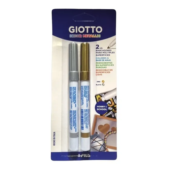Set Plumón Dorado Y Plateado Giotto