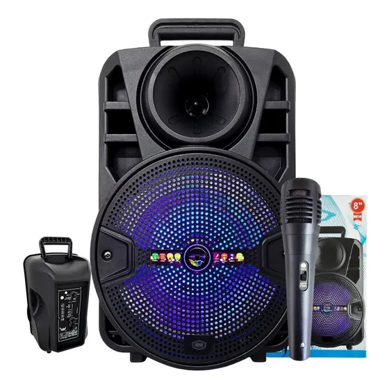 Caixa De Som Bluetooth Entrada Instrumentos Microfone P10 P2
