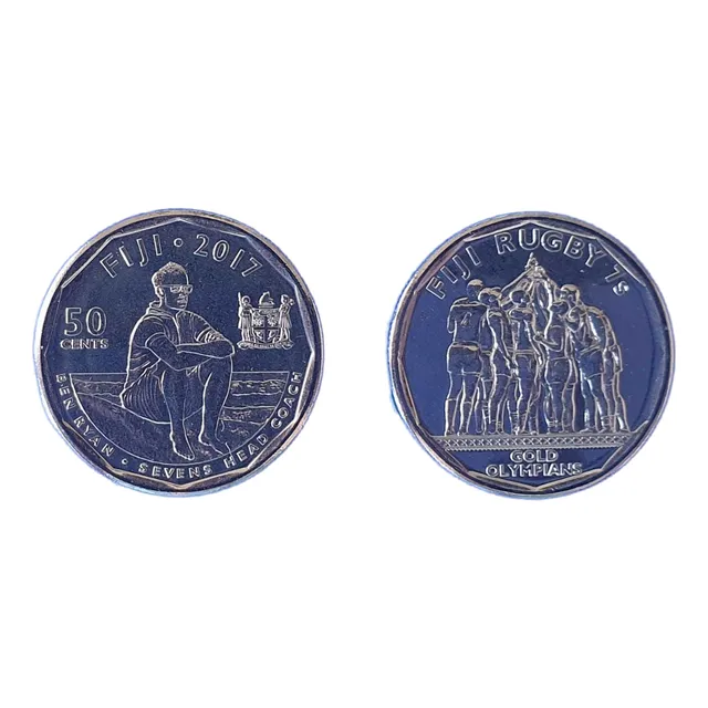  Monedas Mundiales : Fiji Mundial Rugby 50 Cents 2017 Nueva