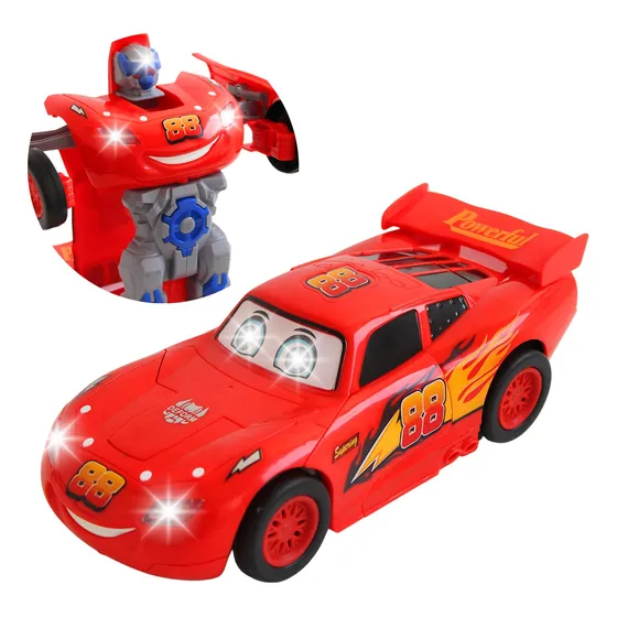Carrinho Relampago Mcqueen Vira Robo Com Luz Som Bate Volta 