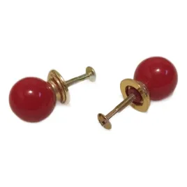 Pomo / Tirador Redondo 25mm X 20mm Rojo/dorado