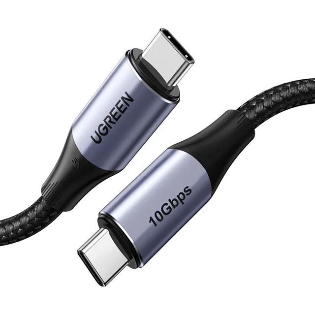 Ugreen Cable Cargador Usb C Carga Rapida PD240W (48V/5A) transferencia 10Gbps transmision de video 4k USB 3.2 Gen 2 compatible con thunderbolt 1m Negro