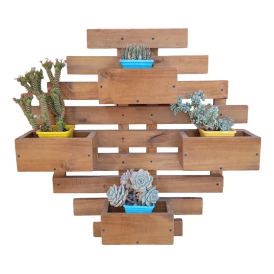 Jardinera Vertical Con Maceteros De Madera