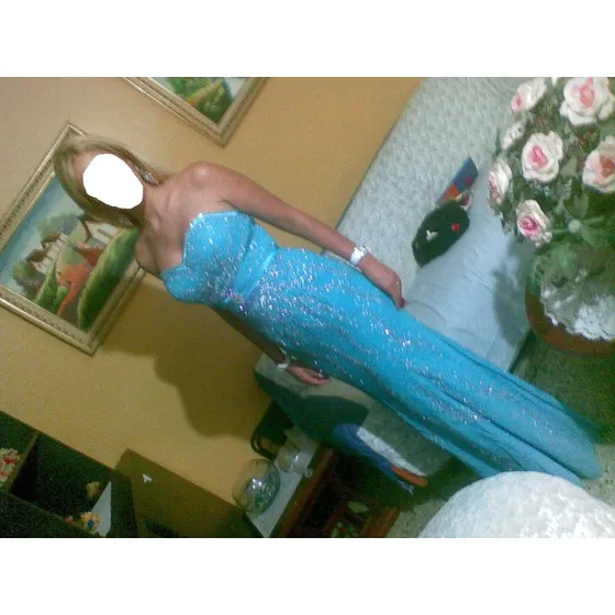 Lujoso Vestido Largo De Fiesta Noche Color Azul Celeste