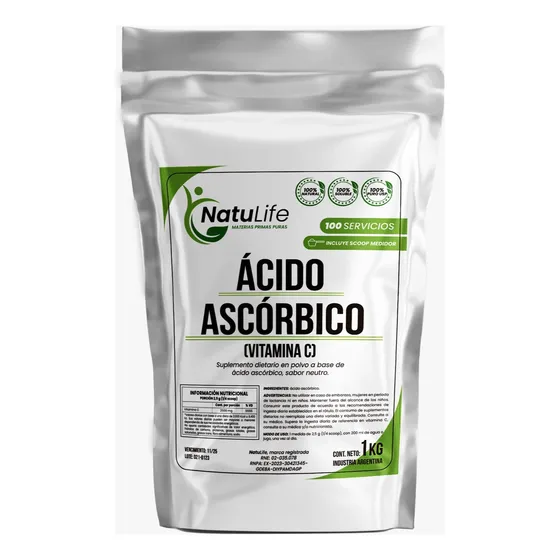 Vitamina C Pura Acido Ascorbico X 1kg Envase Termosellado