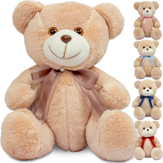 Ursinho De Pelúcia 20cm Com Laço Antialérgico Para Decoração