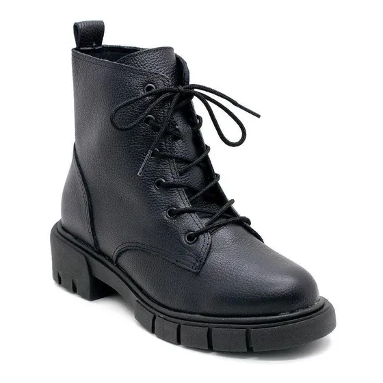 Bota Coturno Cano Curto Estilo Mix 27992 Preta