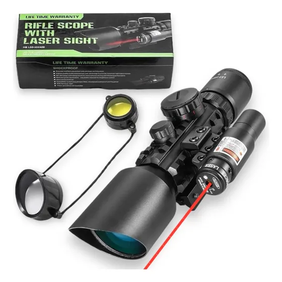 Mira Telescopica Con Laser Ls3-10x42e Caza Airsoft Paintball