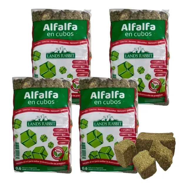 Alfalfa Cubos Cobayos Conejo Chinchilla Hamster Jerbos X 4