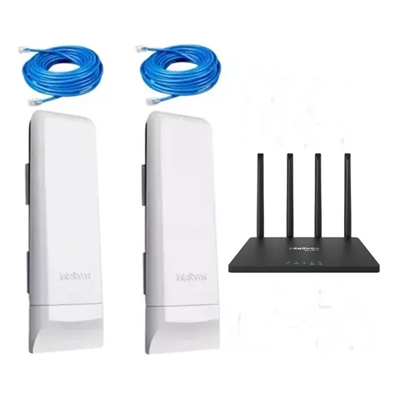 Kit 2 Antenas Internet Via Rádio 5.8 Intelbras + Roteador