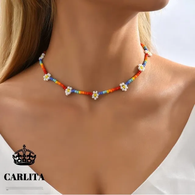 Collar De Cuentas Y Corazones