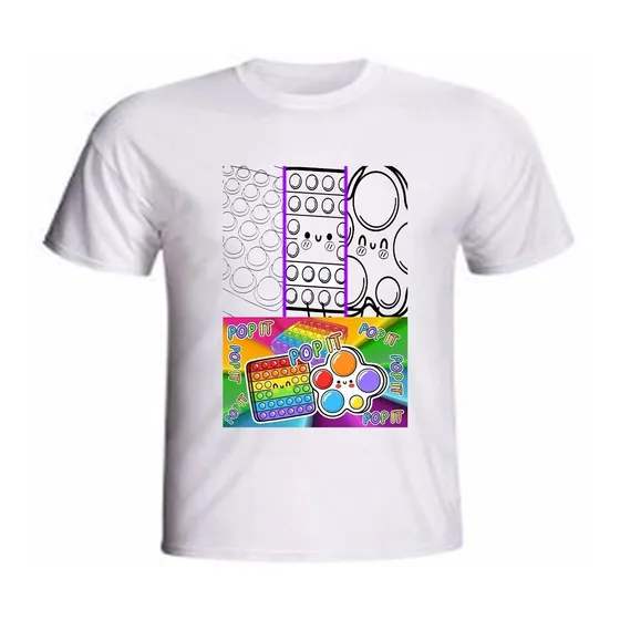 Camiseta Infantil Pop It Colorir +canetinhas Super Promoção 