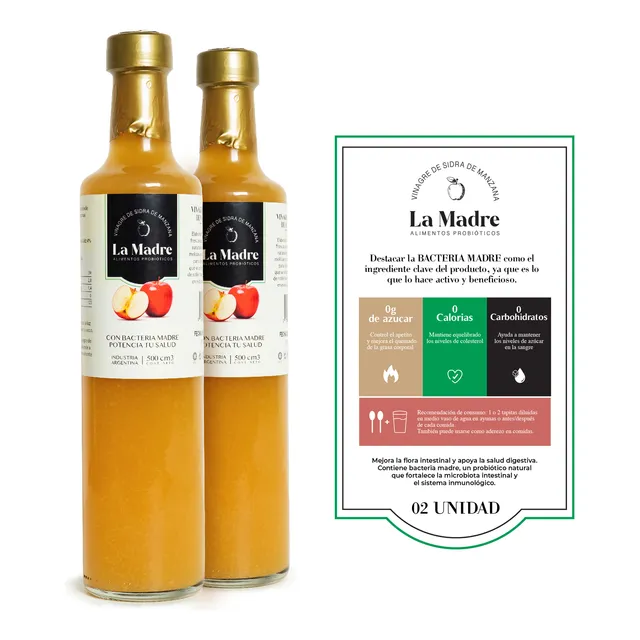 Vinagre De Sidra De Manzana Orgánico Madre 1 Litro (vidrio)