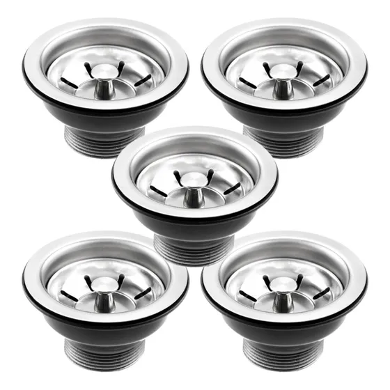 Válvula De Aço Inox Para Cubas E Pias 3 1/2 Pol  Kit 5 Peças