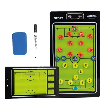 Prancheta Tática Futebol Quadro Magnético Imã Kit 30 Peças Preto