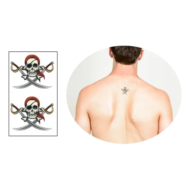 Tatuagem Temporária Cartela Dupla Caveira Pirata 