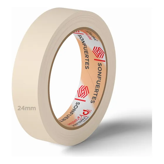 Cinta Papel Enmascarar Adhesiva 24mm X 50 Pack 12 Pintor Color Beige Liso