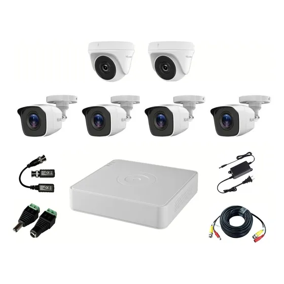 Kit De 6 Cámaras Hilook 1080 4 Ext Y 2 Int Dvr Hikvision 8ch
