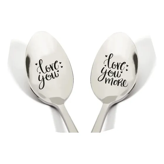 Happybeeco I Love You More Couple Cuchara Grabada Regalo San