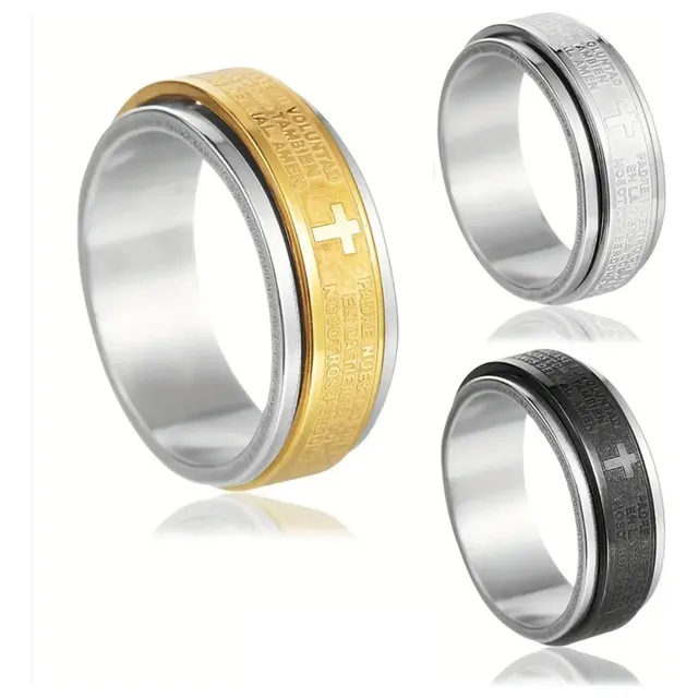 Anillos Acero Padre Nuestro Antiestress Damas Caballero Feng