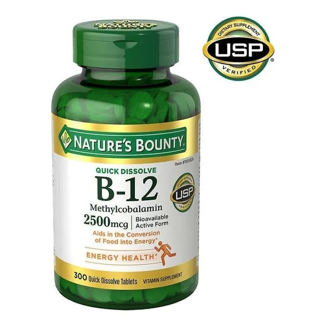 Vitamina B-12 2500 Mcg Natures Bounty 300 Unidades Usa Sabor Sabor