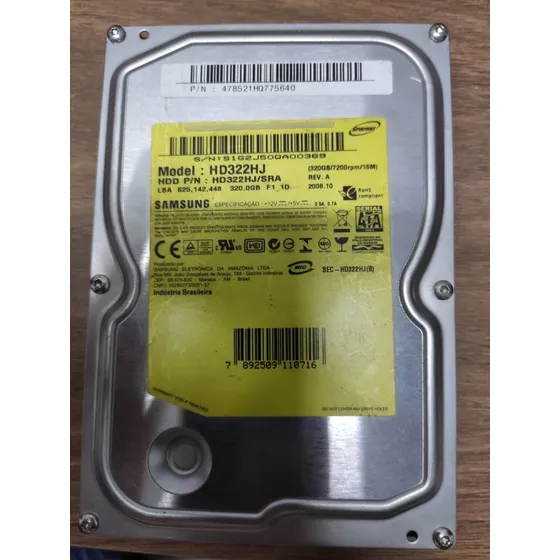 Hd 320gb Samsung - Hd322hj - Perfeita - Usada