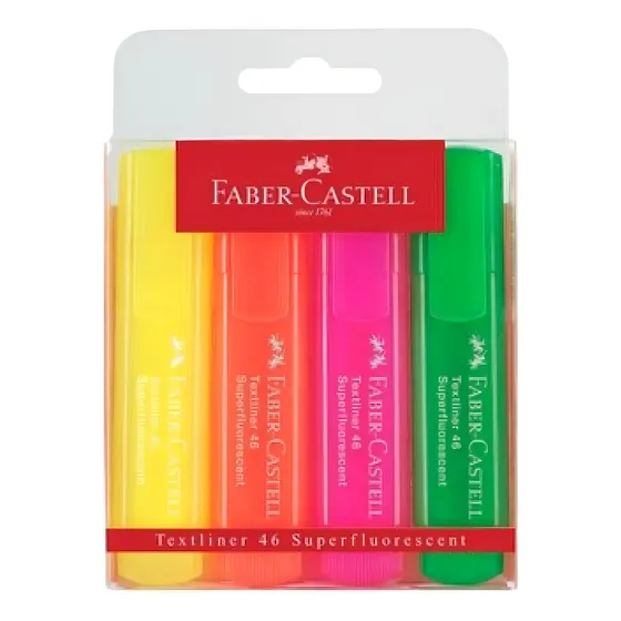 Set 4 Marcadores Marcatextos Fluorescente Faber Castell Tl46