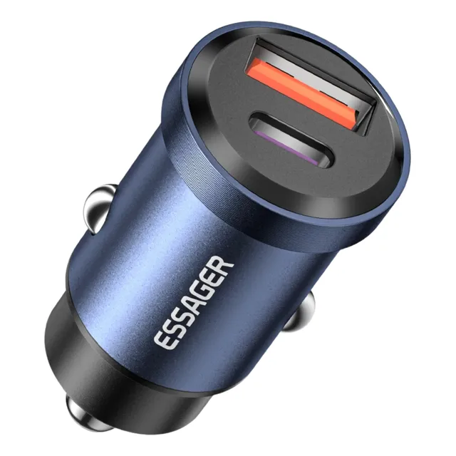 Cargador Carro Usb-a+usb-c Carga Ultra Rápida 45w Aluminio